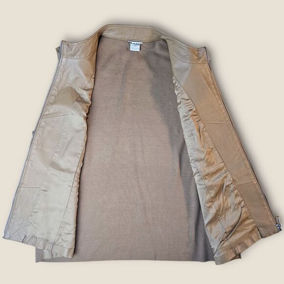 🖤 Tan Leather Vest + Silk Back | Plus Size 1X - Picture 3 of 8